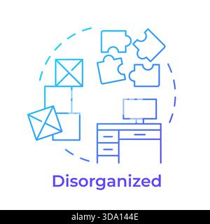 Disorganized blue gradient concept icon Stock Vector