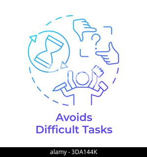 Avoids difficult tasks blue gradient concept icon Stock Vector