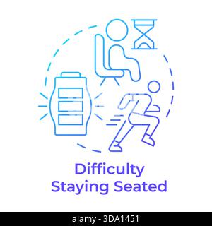 Difficulty staying seated blue gradient concept icon Stock Vector