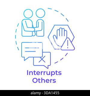 Interrupts others blue gradient concept icon Stock Vector