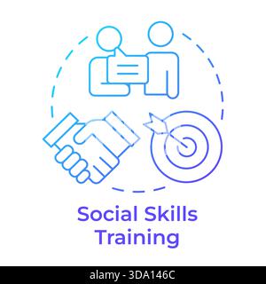 Social skills training blue gradient concept icon Stock Vector