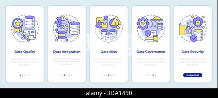 Business intelligence challenges onboarding mobile app screen Stock Vector