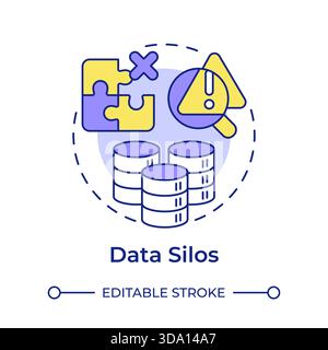 Data silos multi color concept icon Stock Vector