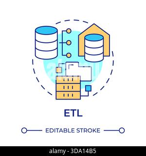 ETL multi color concept icon Stock Vector