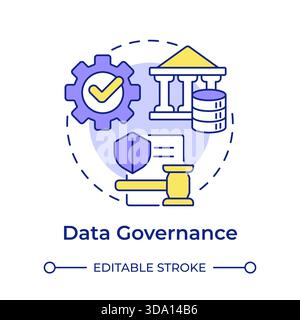 Data governance multi color concept icon Stock Vector
