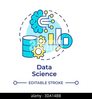 Data science multi color concept icon Stock Vector