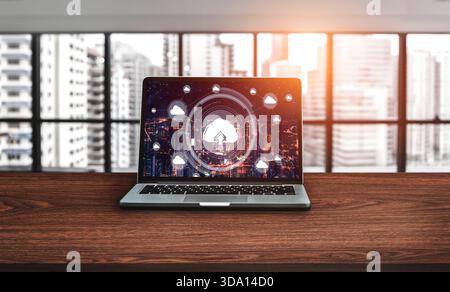 Cloud computing software for modish remote work and personal data storage Stock Photo