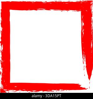 Vector Rough Red Brush Rectangle Frame for Abstract Graphic Background Stock Vector