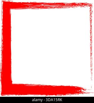 Red Rough Hand Drawn vector Rectangle Border Brush Outline Background Stock Vector