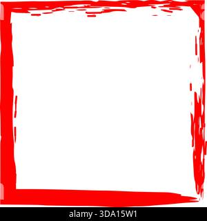 Vector Grunge Paint Outline Rectangle Border with Rough Brush Strokes Stock Vector