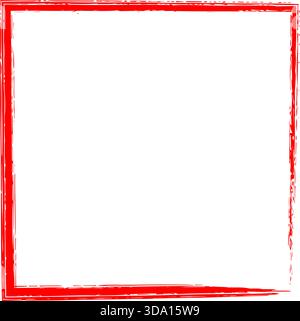 Abstract vector Rough Painted Rectangle Outline Red Frame Background Stock Vector