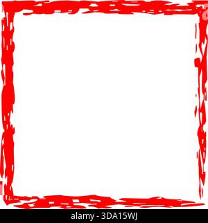 Vector Red Distressed Paint Rectangle Border Ink Texture Frame Stock Vector