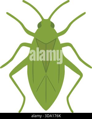 Stylized green true bug with shield shaped body and long antennae. Stock Vector