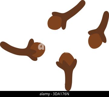 Cluster of fragrant clove flower buds with stem tips. Stock Vector