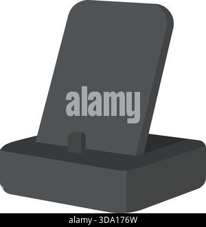 Dark angled desktop dock designed to hold a phone or small tablet upright. Stock Vector
