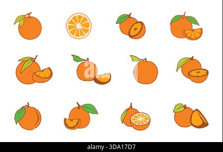 Orange vector illustration, Orange vector, Orange svg, Orange fruit svg, Orange slice svg, Orange drawing, Orange logo, Orange slice vectors. Stock Vector