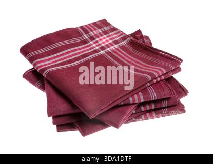 Folded handkerchiefs isolated on white. Stylish accessory Stock Photo