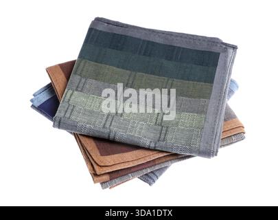 Different handkerchiefs isolated on white. Stylish accessory Stock Photo
