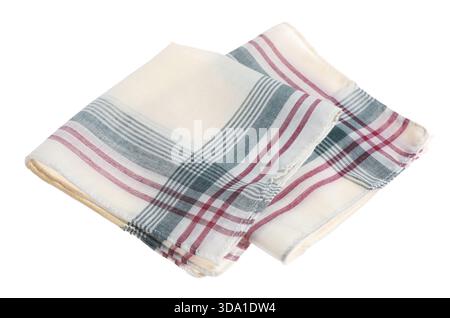 Folded handkerchiefs isolated on white. Stylish accessory Stock Photo