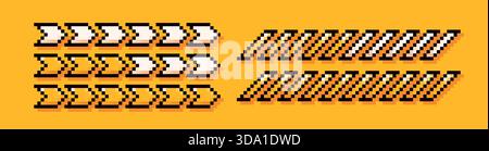 Two different loading yellow bars. Pixel art simple style. Stock Vector
