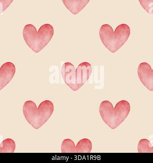 Seamless pattern with watercolor hearts Stock Vector