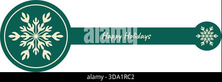 Green Round Holiday Snowflake Sticker Label Stock Vector