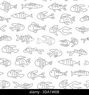 Seamless Underwater Aquatic Fish Pattern Stock Vector