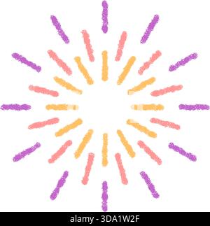 Crayon Firework Festive Starburst Circle Stock Vector