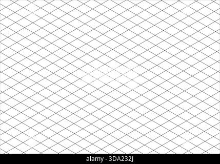 Isometric squared grid. Isometric black line guides. Printable 3d perspective backdrop. Notebook sheets blank template. Mathematic typography pattern Stock Vector