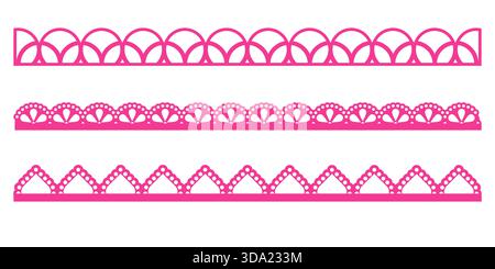Lace scallop border edge frame pattern vector trim tape simple is shaped with smooth flow. This punch paper touch creates subtle depth. A calm Stock Vector