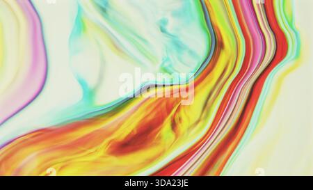 Abstract marbled waves in vibrant rainbow palette Stock Photo