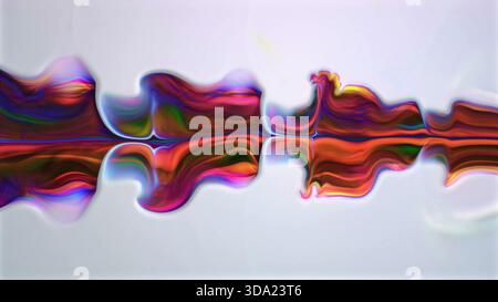 Vibrant fluid color waves elegantly flowing on a light gray background Stock Photo