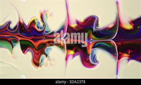 Vibrant fluid color waves elegantly flowing on a light green back Stock Photo