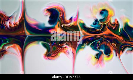 Vibrant fluid color waves elegantly flowing on a light gray background Stock Photo