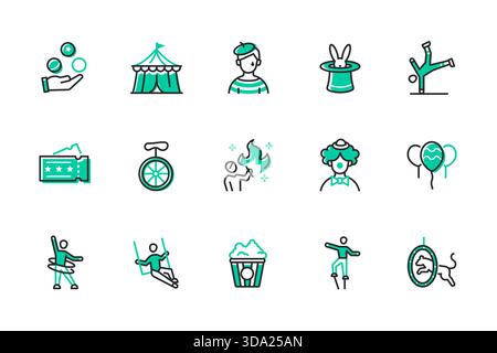 Circus - set of line design style icons Stock Vector