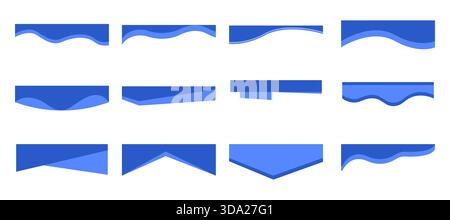 Header website divider border template, curve wavy separator, modern bottom section. Abstract banner cover collection. . Vector illustration Stock Vector