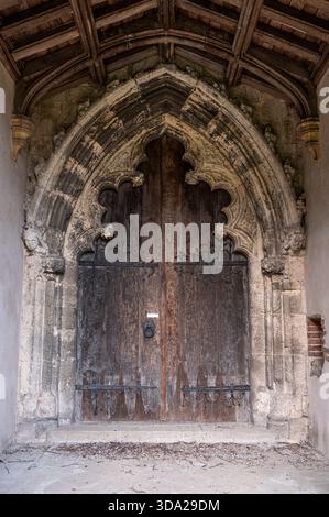 Cley Church, St Margaret's old wooden door Stock Photo