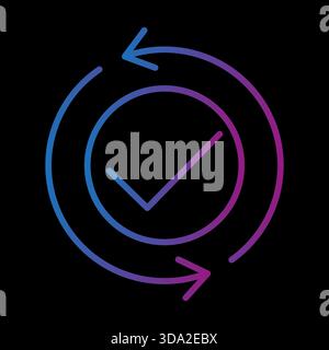Update complete icon. Approved cycle symbol. Checkmark rotation Vector. Successful process shape. EPS 10. Stock Vector