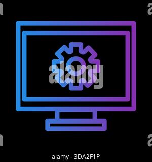 Computer monitor icon. Settings screen symbol. Gear device Vector. Configuration setup panel. EPS 10. Stock Vector