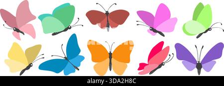 Hand drawn colored butterflies Stock Vector