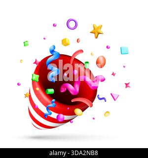 3D Confetti cracker exploding Stock Vector
