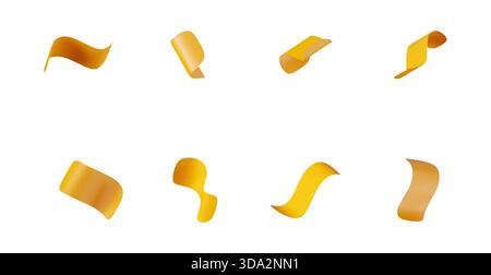 Yellow abstract 3d ribbon element set Stock Vector