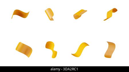 Yellow abstract 3d ribbon element set Stock Vector