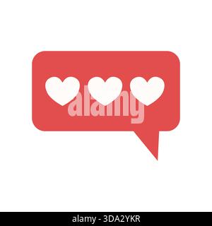 Love dialog box. Message with hearts. Flat style illustration. Stock Vector