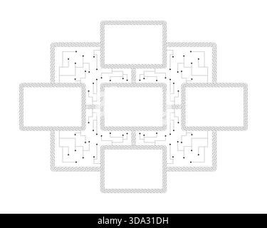 Blank blockchain network with digital connections 2D line object Stock Vector