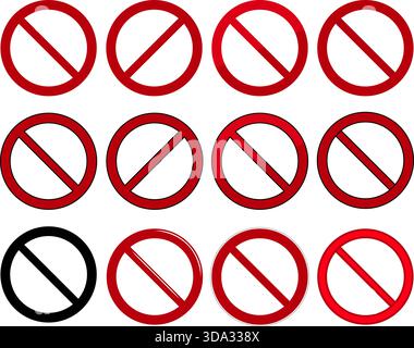 Prohibition symbol set on transparent background Stock Vector