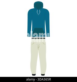 Hoodie and sweatpants in flat style on white background Stock Vector