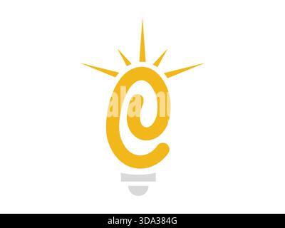 A modern initial letter E light bulb icon featuring clean lines and bold shapes, ideal for innovation themes, creative concepts, digital projects, pre Stock Vector