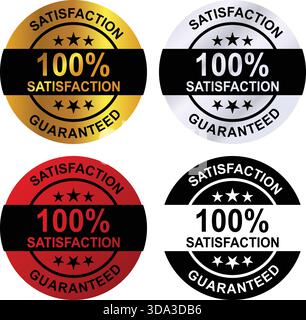 100 Percent Satisfaction Guaranteed Badges Collection Stock Vector