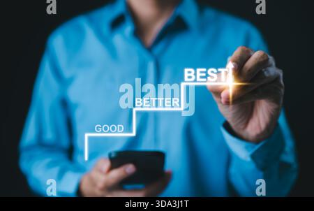 Businessman in good better and the best concept Stock Photo - Alamy